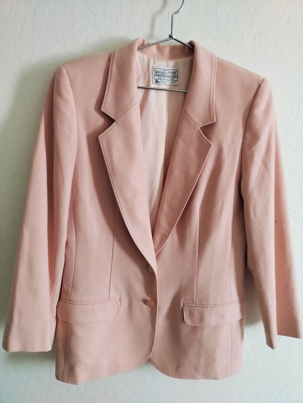 Vintage Miss Pendleton 100% Virgin Wool Tailored Blazer Jacket Pink Size 6